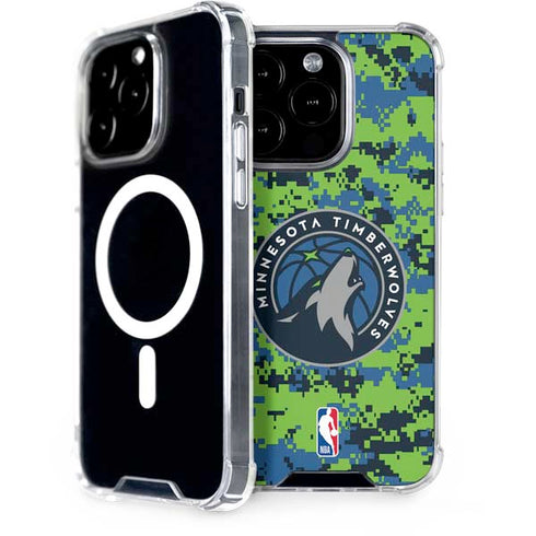 NBA Minnesota Timberwolves Digi Camo iPhone 15 Pro MagSafe Case